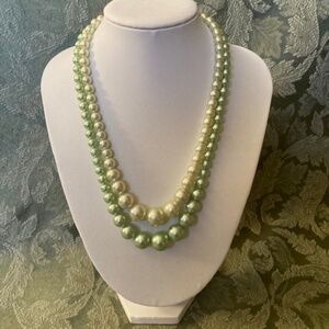 Vintage Two Strand Faux Pearl Necklace